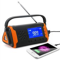Titch Solar Crank Weather Radio 4000mAH,Portable Emergency Solar Powered Dynamo Hand Crank,with Aux Music Play,LED Flashlight, USB Phone Charger,AM FM NOAA Weather Radio with LCD Display Alarm Clock