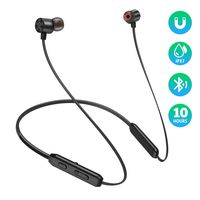 EVIO Bluetooth Headphones, Best Sports Wireless Bluetooth 5.0 Hi-Fi Stereo Deep Bass Earbuds, IPX7 Waterproof & 10 Hrs Playing Time Headsets, CVC 8.0 Neckband Magnetic in-Ear Earphone w/Mic (Black)