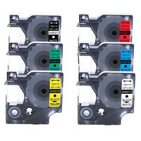 6-Pack Replace Dymo D1 45013 45016 45017 45018 45019 45021 Label Tape, 1/2'' W x 23' L, Black on White/Blue/Red/Yellow/Green and White on Black