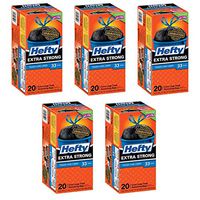 Hefty CinchSak Extra Large Drawstring 33 Gallon Trash Bags, 20 ct (Pack of 5)
