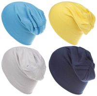 Qandsweat Baby Boy's Hat Kids Cool Knit Beanie Hats Toddlers Caps Vertical Tail Style 1-5T (Blue Yellow Light Grey Navy)