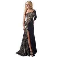 Goddessvan Women Formal Wedding Bridesmaid Long Ball Prom Gown Cocktail Dress Patchwork Dress (3XL, Black)