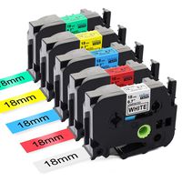 Replace P Touch Label Maker TZe 18mm Color Tape Compatible with Brother Label Tape 3/4inch Laminated (Black on White/Red/Blue/Yellow/Green) TZ Tape TZe 241 TZe441 TZe541 TZe641 TZe741 Waterproof Label
