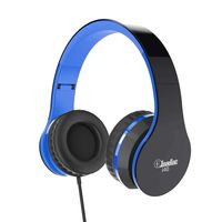 Elecder i40 Headphones with Microphone Foldable Lightweight Adjustable Wired On Ear Headsets with 3.5mm Jack for iPad Cellphones Laptop Computer Smartphones MP3/4 Kindle Airplane School (Black/Blue)