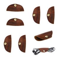 Headphone Storage, USB Data Cable Storage, Leather Storage Button, 8 Pieces Phone Headphone Cable Organizer