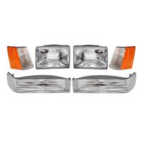 Epic Lighting OEM Style Replacement Halogen Headlight Side Marker Signal Light Combo Set for 93 94 95 96 Jeep Grand Cherokee [ 6-Piece ] Driver and Passenger Sides