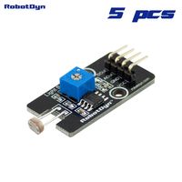 RobotDyn - 5 PCS - Photosensitive Light Sensor LDR with Analog & Digital Outs for Arduino, STM32, Raspberry pi Projects