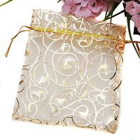 Sealike 100 Pcs Champagne Organza Drawstring Pouches Jewelry Party Wedding Favor Gift Bags with Stylus