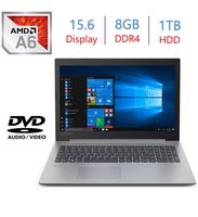 Lenovo Premium Ideapad 330 15.6-inch HD LED Backlit Anti-Glare Laptop PC, AMD A6-9225 2.6GHz, 8GB DDR4 Memory, 1TB HDD, Dolby Audio, WiFi, Bluetooth, Webcam, HDMI, DVD-RW, Windows 10