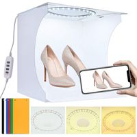 fotoconic Portable LED Light Box Photo Tent with Ring Light, 12 Inch 31cm Dimmable 3200K~6500K Warm White Lighting, 6 Color Backdrop for Product Photography Shooting