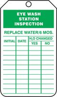 Accuform TRS245CTM PF-Cardstock Inspection & Status Record Tag, Legend"Eye WASH Station", 5.75" Length x 3.25" Width x 0.010" Thickness, Green on White (Pack of 5)