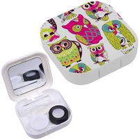 Portable Contact Lens Case Box Travel Kit Mirror + Bottle + Tweezers Container Holder [ Colourful Owl ]