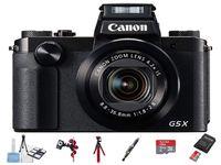 Hawthorne Canon PowerShot G5 X Digital Camera (Black) + 2 Tripods + 32GB microSD Card + Card Reader + 6PC Cleaning Kit + 2-in-1 Lens Cleaning Pen