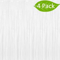 Deruicc 4 Pack White Foil Curtains 3ft x 8ft Tinsel Fringe Curtains Shimmer Curtain Birthday Wedding Party Christmas Photo Booth Backdrop Decorations