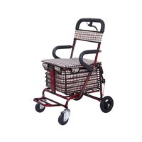 Folding Roller Walker Adjustable Height Limit Mobile Assisted Elderly Travel Shopping Pedal Walker Trolley Shopping Cart Trolley