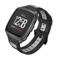 MIJOBS Sport Bands Compatible Fitbit Versa/Lite/SE, Silicone Breathable Strap Replacement Wristbands Water Resistant Fitness Straps Accessories for Women Men (GT, Black and Gray)