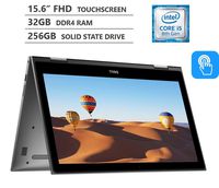 Dell Inspiron 15 5000 Series 2-in-1 15.6" Full HD IPS Touchscreen Laptop, Intel Core i5-8250U Processor up to 3.40GHz, 32GB RAM, 256GB SSD, Backlit Keyboard, Wireless-AC, Bluetooth, Windows 10, Grey