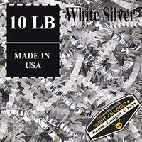 Mighty Gadget (R) 10 LB Premium White Silver Metallic Mix Crinkle Cut Paper Shred Filler for Gift Wrapping & Basket Filling