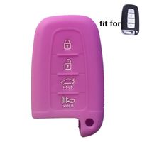 Ezzy Auto Purple 4 Buttons Silicone Remote Fob Key Case Cover Holder Bag Key Fob Skin Covers replacement for Hyundai Genesis Coupe Equus Veloster Sonata