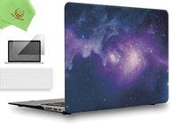 UESWILL 3in1 Air 13 inch Galaxy Pattern Hard Shell Case Cover for 2008-2017 MacBook Air 13 inch (Model:A1369/ A1466) + Keyboard and Screen Cover + Microfibre Cleaning Cloth,Nebula/Purple
