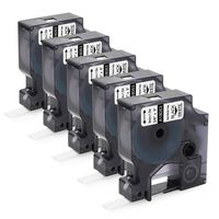 Replace Dymo 18053 Rhino Heat Shrink Tube, 3/8'' Heat Shrink Tubing Work with Dymo Rhino 5200 4200 6000 5000 Industrial Label Maker and LabelWriter, Black on White, 3/8 Inch(9mm) x 4.9 Feet, 5-Pack