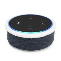 Fintie Protective Case for Amazon Echo Dot (Fits All-New Echo Dot 2nd Generation) - Premium Vegan Leather Sleeve Cover Plush Lined Holder Stand (Upgraded Edition) Navy (SAAD007US-AD)