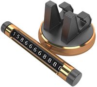 2019 New Luminous Temporary Stop Sign Rotate Hidden Moving Car Mobile Phone Number Plate Universal Car Phone Holder 360° Rotation Parking Number Plate Car Decoration Accessories (Gold)