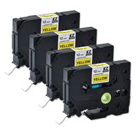 Compatible For brother Tze631 0.47 Inch 26.2feet (12mm/8m)p touch laminated Black on Yellow Standard Replace Waterproof Label Tape maker PT-H110/PT-D200/PT-D210/PT-D400/PT-D600/PT-1280/PT-1290(4PACK)