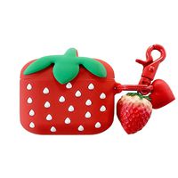 UR Sunshine AirPods Pro Case, Super Cute Creative Food Fruit Strawberry Shape Soft Silicone Case Cover Protective Skin for AirPods Pro/3 +Strawberry Keychain