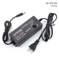 Universal 60W DC 3-12V 5A Adjustable Switching Power Adapter Supply for LED Strip Router US,Adjustable Power Supply Adapter DC 3-12V 5A 60W with LED Volt Display US Plug