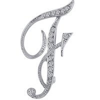 ANTOLL1Pcs A to Z 26 English Letters Silver Plated Metal Clear AAA+ Crystal Lapel Pin Brooches Collar (1pcs-F)