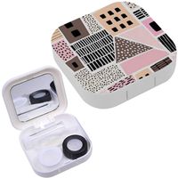 Portable Contact Lens Case Box Travel Kit Mirror + Bottle + Tweezers Container Holder [ Houses ]