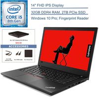 2020 Lenovo ThinkPad T480 14" FHD Business Laptop Computer, 8th Gen Intel Quad-Core i5-8250u (Beat i7-7500U), 32GB DDR4 RAM, 2TB PCIe SSD, Backlit KB, Windows 10 Pro, EST External DVD + Accessories