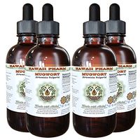 Mugwort Alcohol-Free Liquid Extract, Organic Mugwort (Artemisia vulgaris) Dried Flower Glycerite Natural Herbal Supplement, Hawaii Pharm, USA 4x4 oz