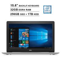 2019 Dell Inspiron 15 5570 15.6 Inch FHD Touchscreen Laptop (Intel Quad-Core i7-8550U?up to 4.0 GHz, 32GB RAM, 256GB SSD+1TB HDD, Backlit KB, DVD, Bluetooth, WiFi, HDMI, Windows 10, Sliver) (Renewed)