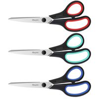 Scissors, 8" Multipurpose Scissors 3-Pack, Ultra Sharp Blades, Comfort-Grip Handles, Sturdy Sharp Scissors for Office Home Teacher School Sewing Fabric Art Craft Supplies
