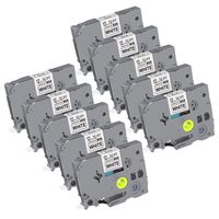 P PUTY Compatible Label Tape TZe TZ Labeling Tape Standard Laminated TZe-231 for Brother P-Touch PT-D210 PT-H110 PT-300B 1/2 inch (12mm) 26.2 Feet (8 M), 10-Pack