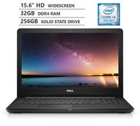 Dell Inspiron 15 3000 Series 15.6" HD LED-Backlit Widescreen Laptop, Intel Core i3-7130U 2.70GHz Dual-Core Processor, 32GB DDR4 RAM, 256GB Solid State Drive, HDMI, Wi-Fi, Bluetooth, Windows 10, Black