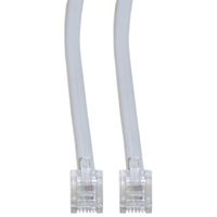 ACL 15 Feet RJ11 (6P/4C) Male to Male Telephone Flat Cable (Voice), Reverse, White Satin, White, 2 Pack