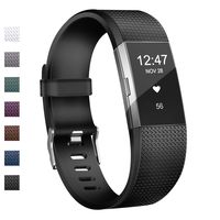 Wekin Replacement Bands Compatible with Fitbit Charge 2, Adjustable Silicone Sport Accessory Wristband Straps for Charge 2 HR Fitness Tracker Small Large Women Men