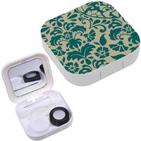 Portable Contact Lens Case Box Travel Kit Mirror + Bottle + Tweezers Container Holder [ Baroque Heart ]