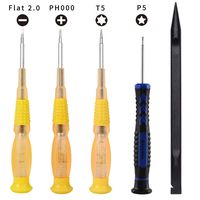 YESCOO 5pcs MacBook Repair Tool Kit Precision Pentalobe Screwdriver Set P5, Torx Driver T5, Philips PH000 and Flat Head 2.0 Screwdriver For Apple MacBook Air & MacBook pro with Retina Display