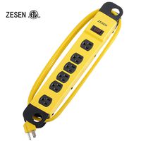 ZESEN 6 Outlet Heavy Duty Metal Workshop Surge Protector Power Strip with Cord Management, 4-Foot Cord, ETL Listed