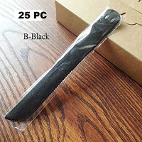 Wonderful Deluxe Disposable Plastic Tableware Premium Cake Knives Cutlery For Party & BBQ - 25 PC (B-Black)