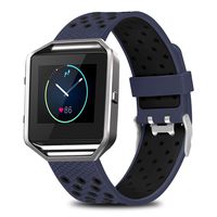 Jobese Compatible with Fitbit Blaze Bands, Two-Tone Soft Breathable Bands with Silver Metal Frame Compatible with Fitbit Blaze Silicone Accessories Wristbands