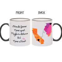 Best Friends Personalized Long Distance Coffee Mug, States and Countries, Friendship Gift, 11oz or 15oz