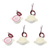 GFORTUN 5PCS Electronic Buzzer Alarm DC 3-24V 12mA Continuous Sound 95dB Beige Plastic Housing for Home and Industry