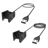 Pasow Fitbit Charge 2 Charger 2pcs Replacement USB Charger Charging Cable with Cradle Dock Adapter for Fitbit Charge 2 Smart Watch(3.3 feet +1.6 feet) (Black)