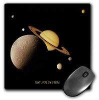 3dRose LLC 8 x 8 x 0.25 Inches Mouse Pad, Solar System Montage of Saturn System (mp_76852_1)