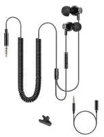 VantInter X1 Extra Long Cord Laptop Computer Earbuds with Microphone, Stereo Wired In-Ear Metal TV Headphones with Extension Coil Cable